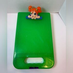 Lisa Frank VTG lime green clipboard storage case sparkly